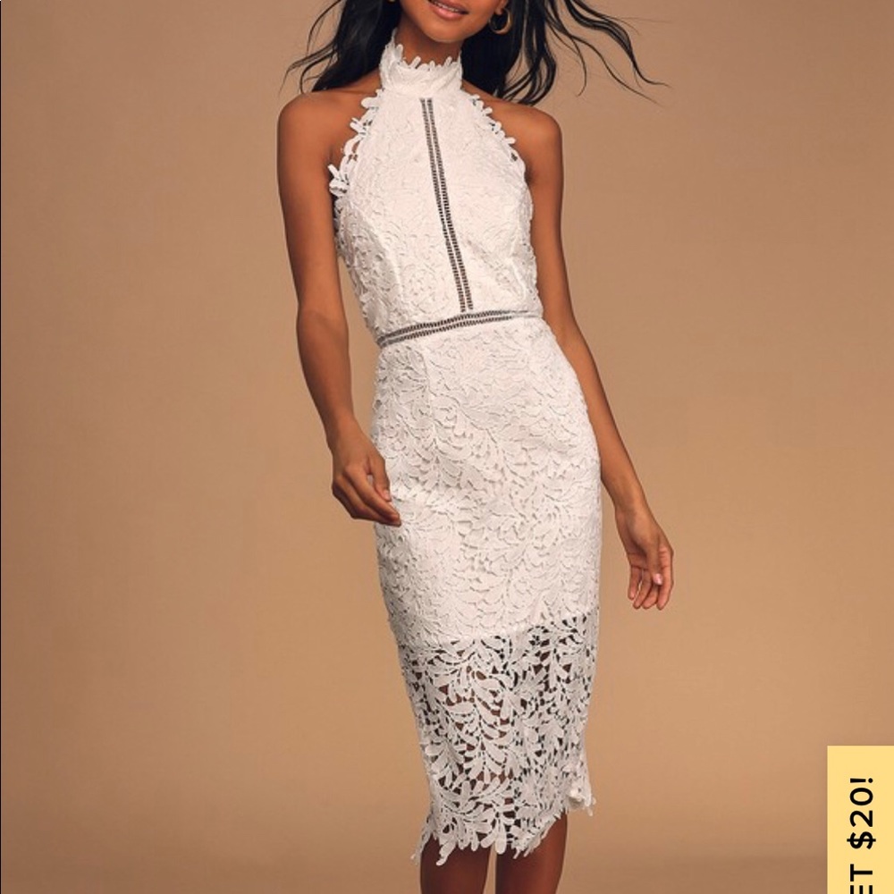 Divine Destiny White Lace Midi Dress